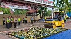 Ribuan Miras Hasil Razia Pekat Dimusnahkan Polres Brebes Jelang Lebaran