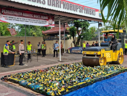 Ribuan Miras Hasil Razia Pekat Dimusnahkan Polres Brebes Jelang Lebaran